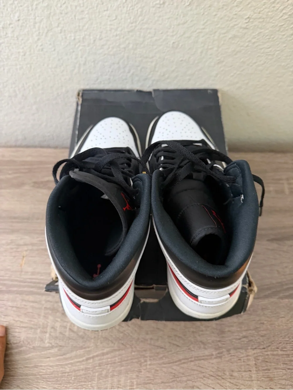 Nike Black White Red High-Top Sneakers